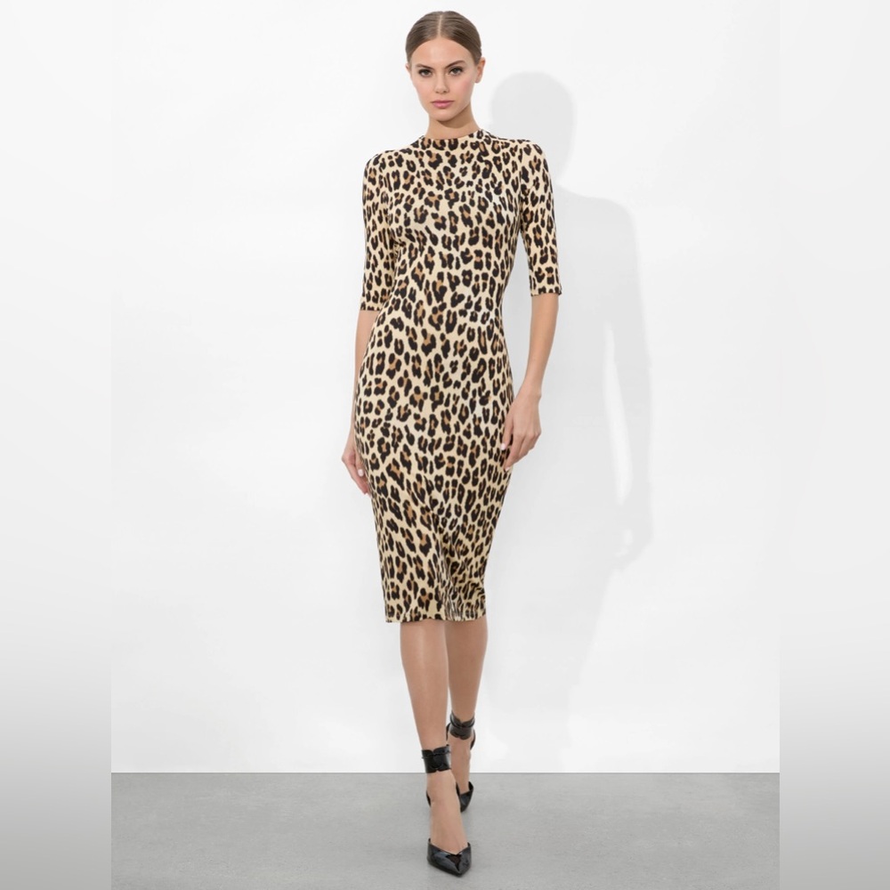 Alice + Olivia Leopard Print Midi Dress